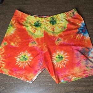 Tie-Dye Bike Shorts, Colorful, Women's Size XL